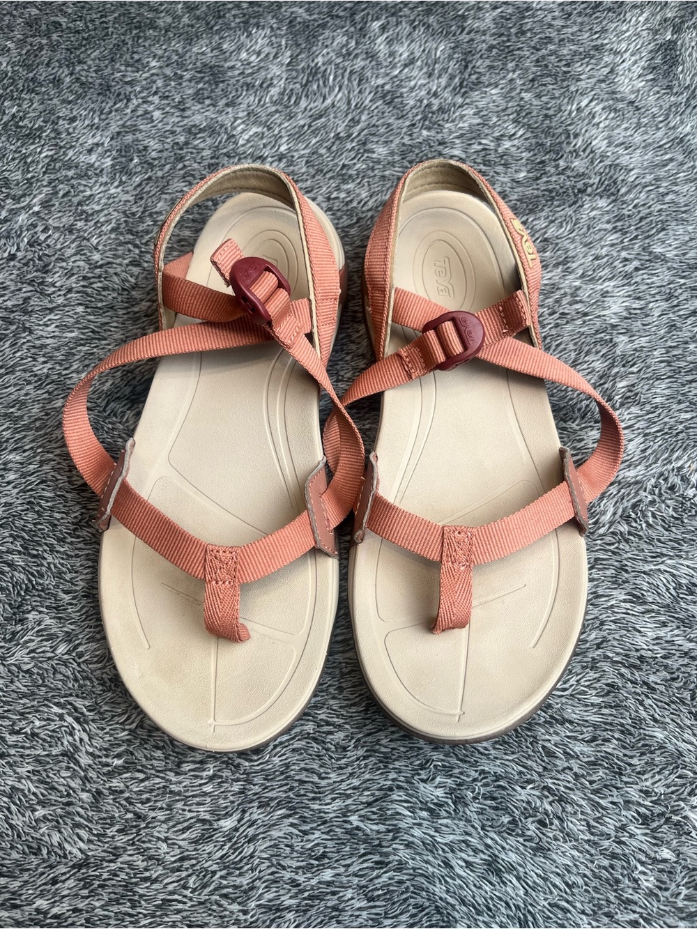 Teva Women's Strappy Sandals in Coral and Beige size 6.5